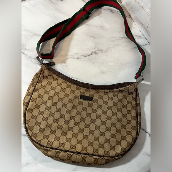 GUC Gucci Vintage Canvas Shoulder Bag - Picture 1 of 8